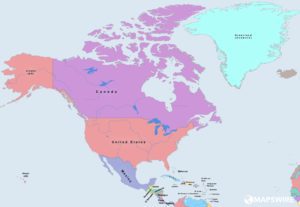 mapa světa - Severní Amerika